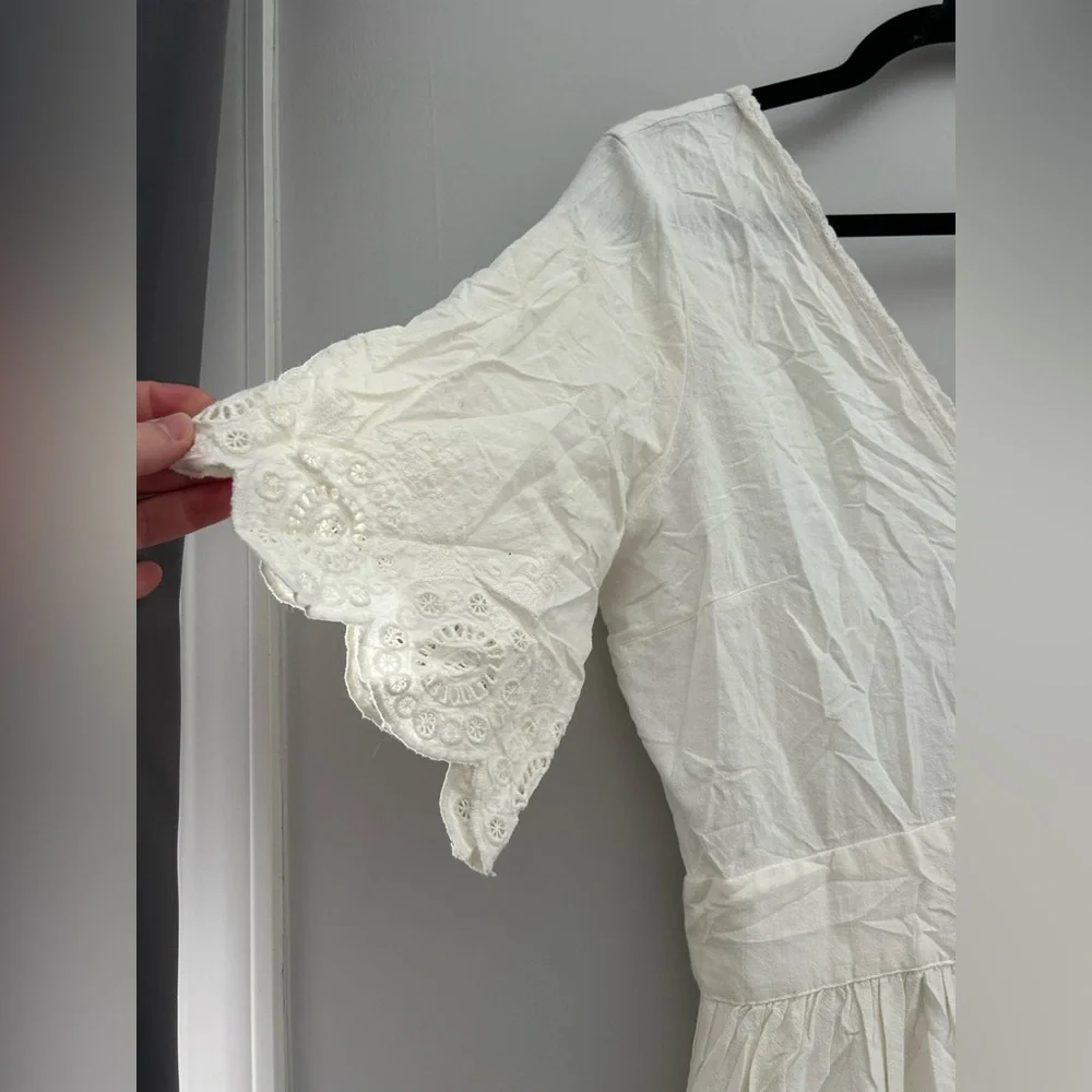 Gorgeous Ethereal Trf Collection For Zara White Linen Dress Summer cottagecore - Picture 6 of 12